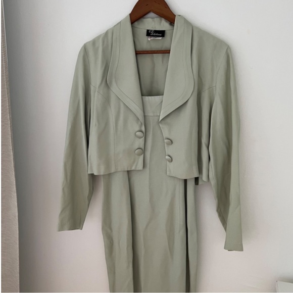 Vintage Sage Green Dress & Jacket - Picture 2 of 9